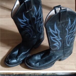 Vintage custom-made black cowboy boots